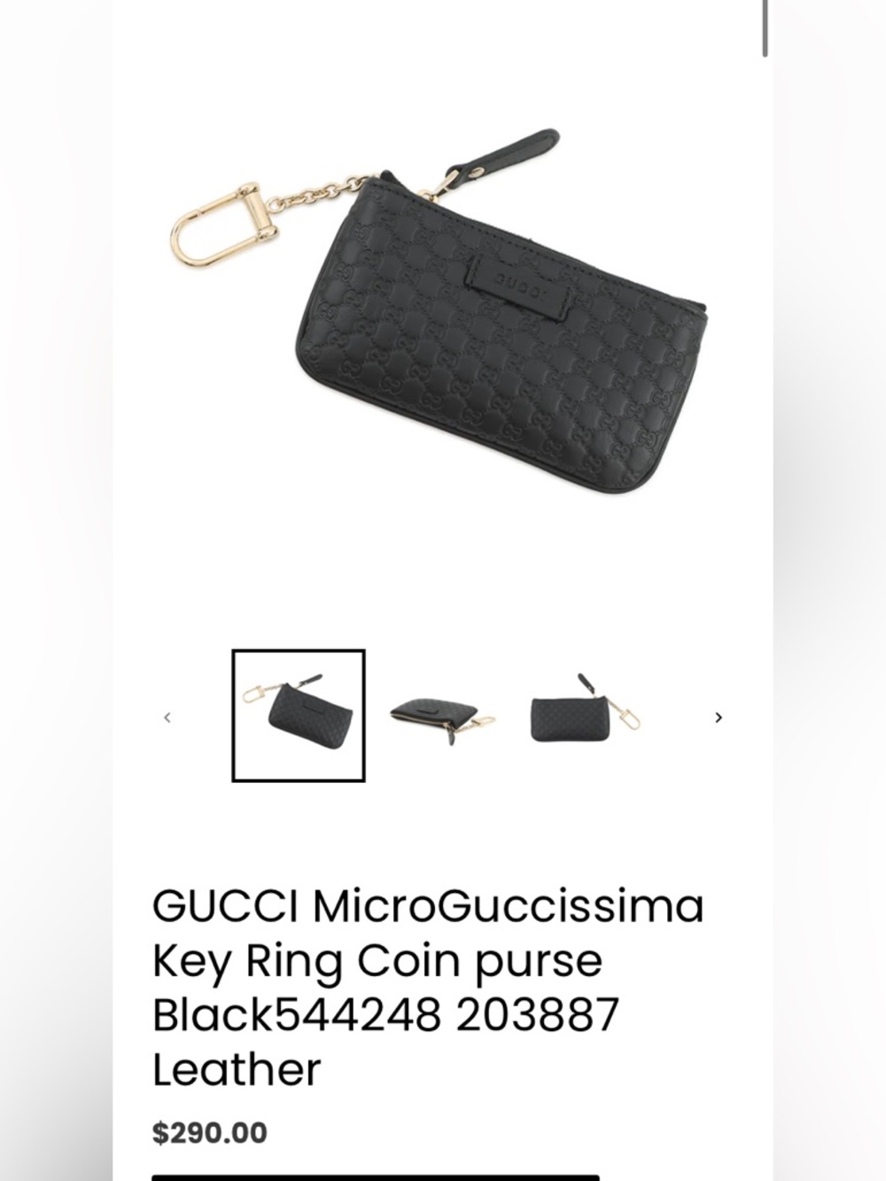 Gucci MicroGuccissima Black Quilted GG Mini Coin/Key with Gold Hardware - Picture 15 of 17